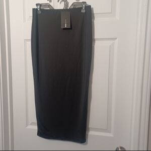 NEW Fashion Nova Olive Oil Blk Maxi Skirt Sz L